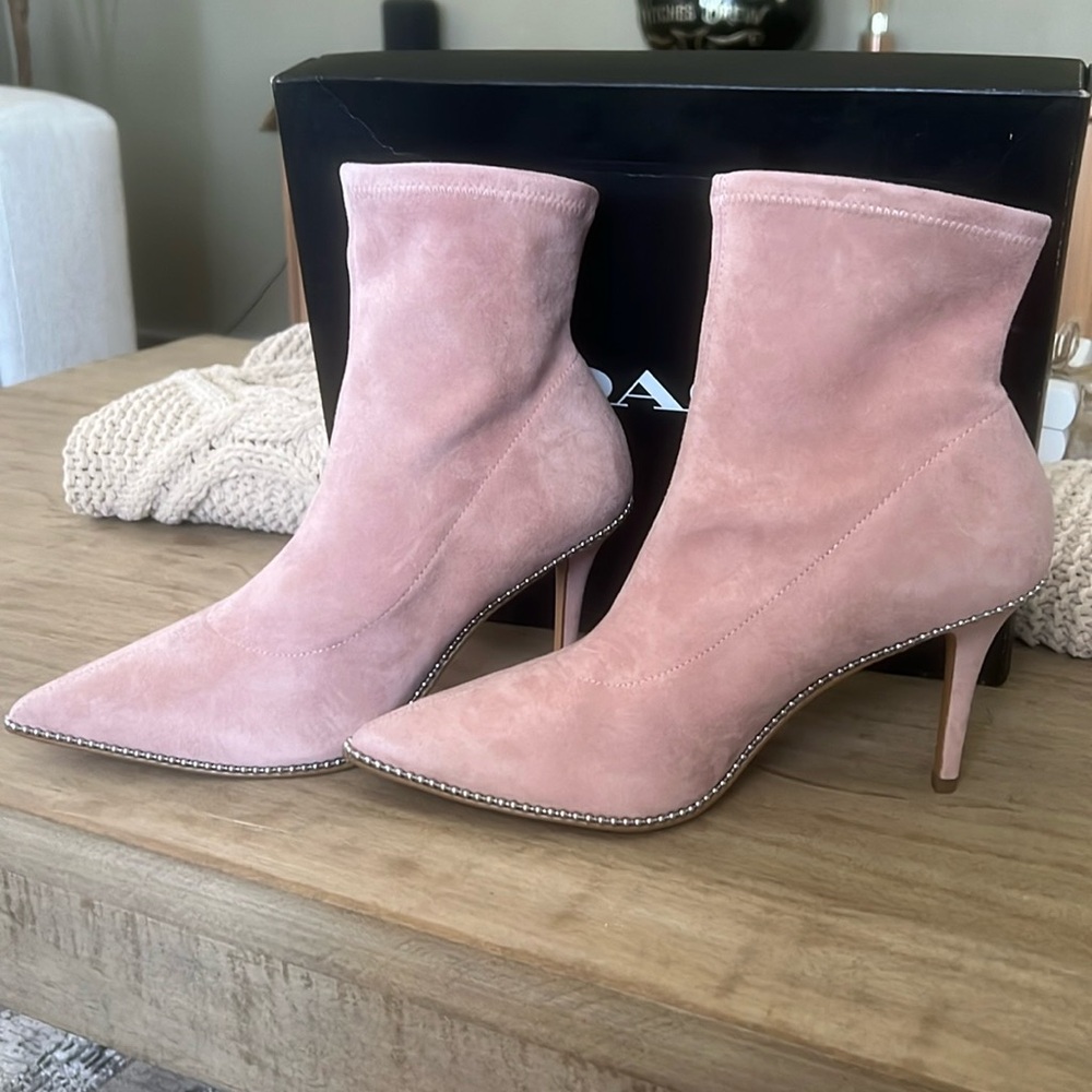 COACH Suede Ankle Booties Pink